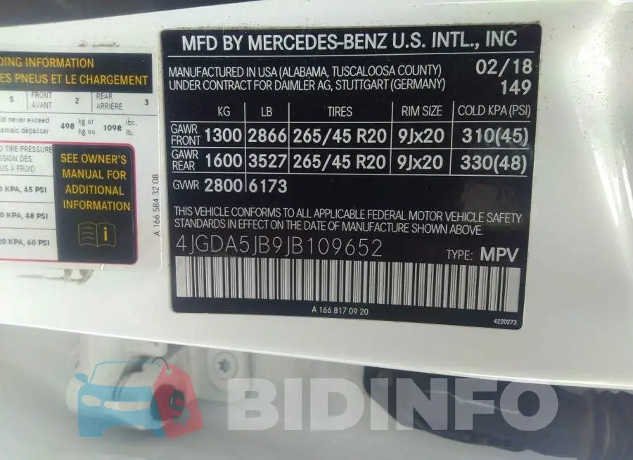 4JGDA5JB9JB109652 Photo# 9