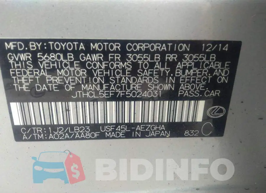 JTHCL5EF7F5024031 Photo# 9