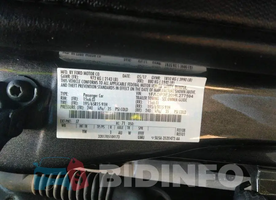 1FADP3E20HL277594 Photo# 9