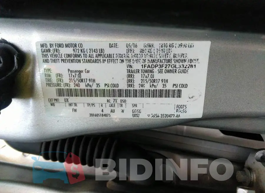 1FADP3F27GL332281 Photo# 9