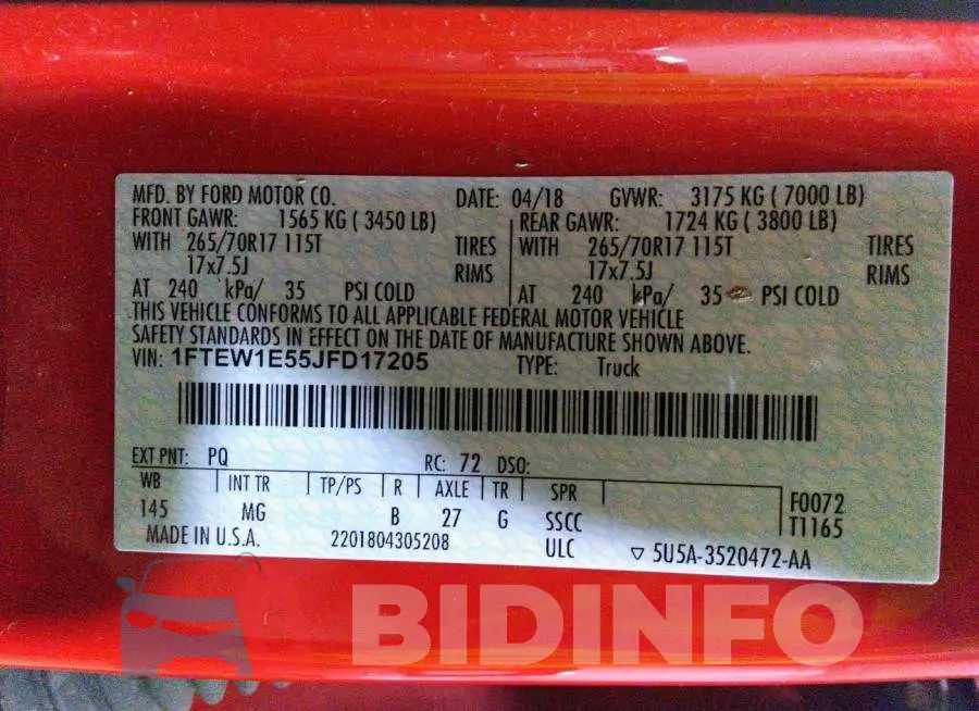 1FTEW1E55JFD17205 Photo# 9