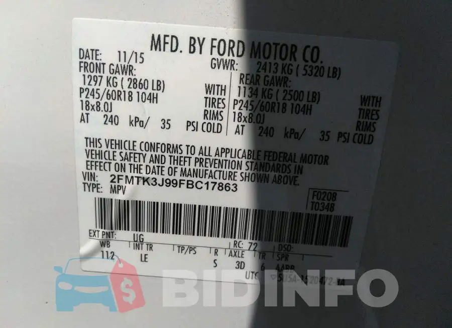 2FMTK3J99FBC17863 Photo# 9