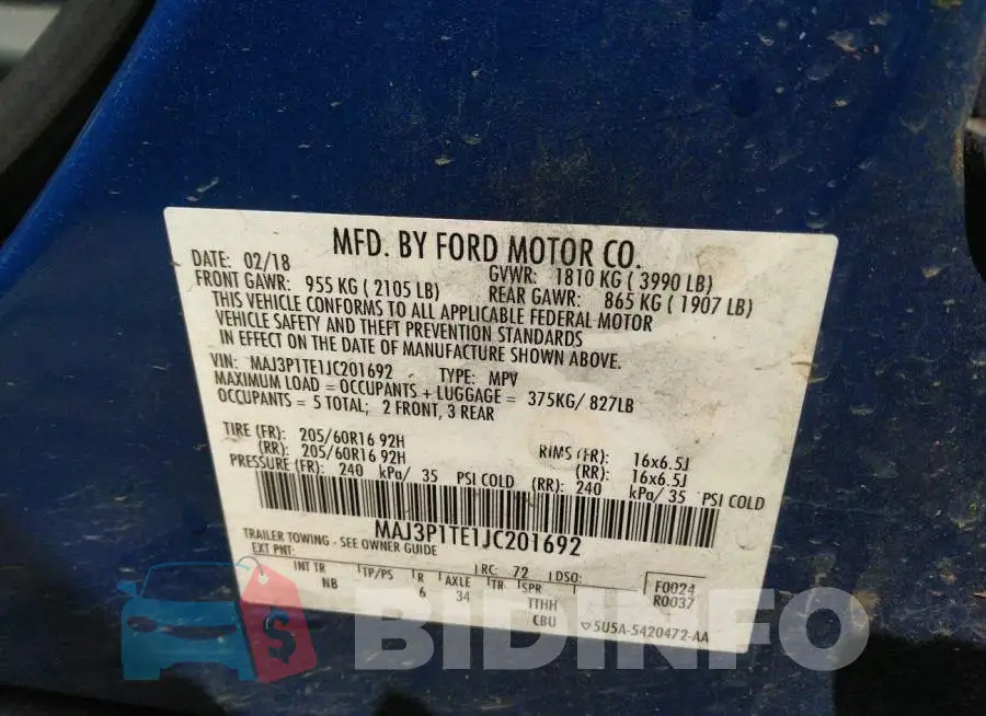 MAJ3P1TE1JC201692 Photo# 9