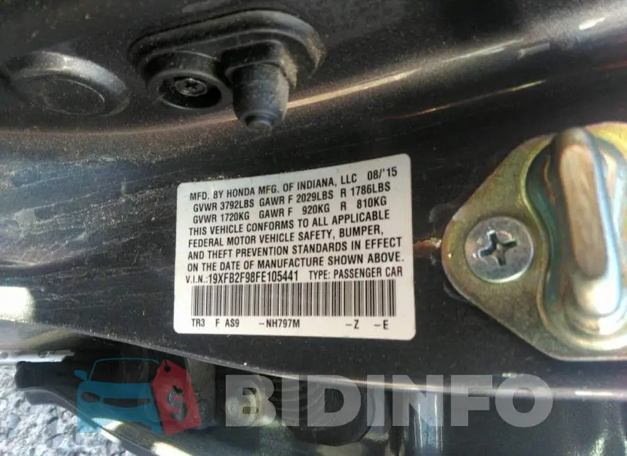 19XFB2F98FE105441 Photo# 9