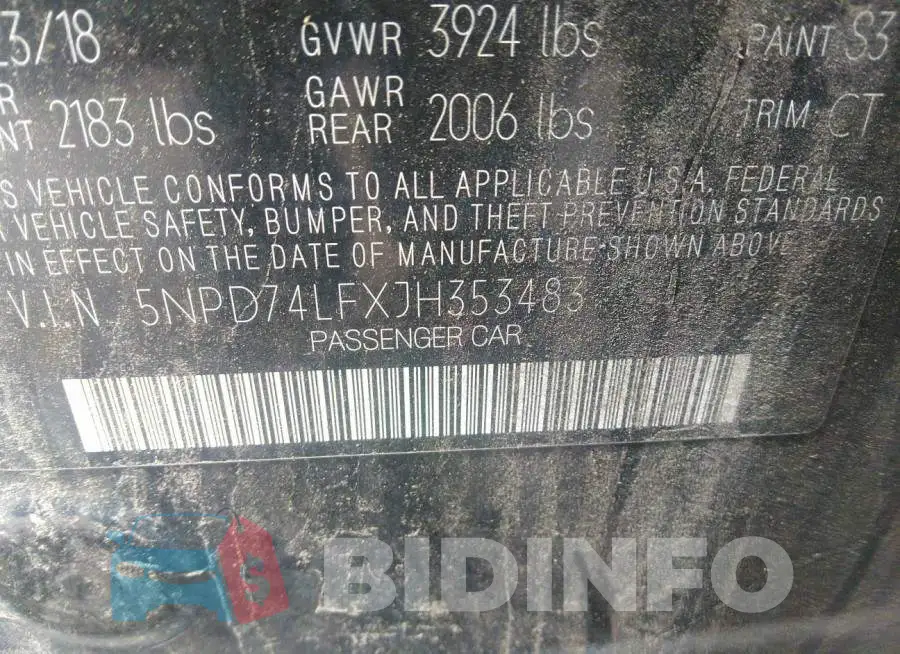 5NPD74LFXJH353483 Photo# 9