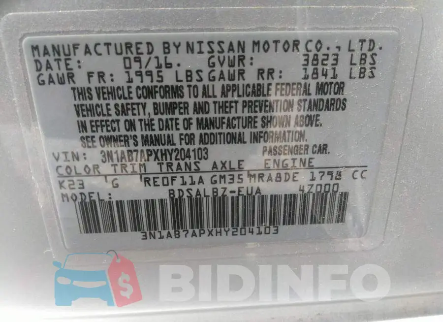 3N1AB7APXHY204103 Photo# 9