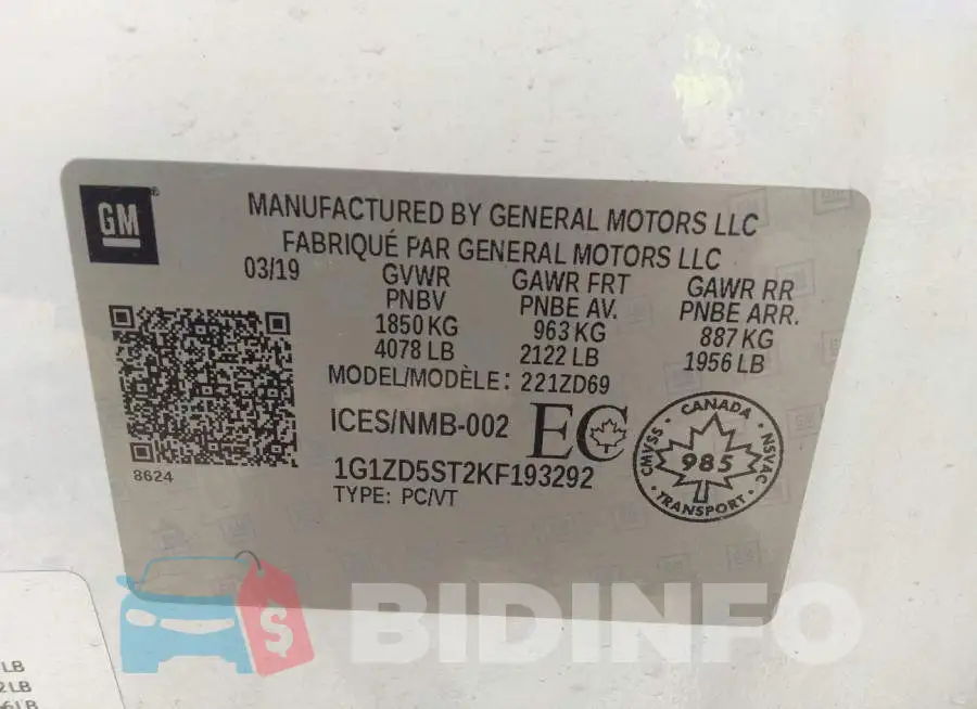 1G1ZD5ST2KF193292 Photo# 9