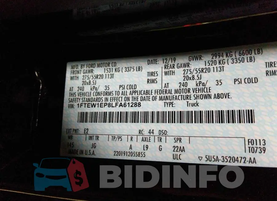 1FTEW1EP8LFA61288 Photo# 9