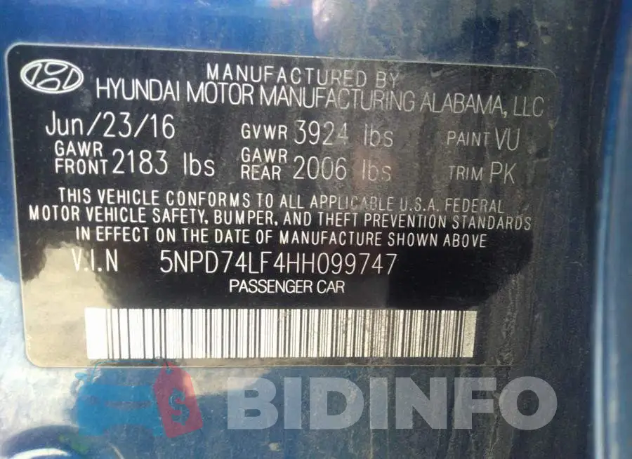 5NPD74LF4HH099747 Photo# 9