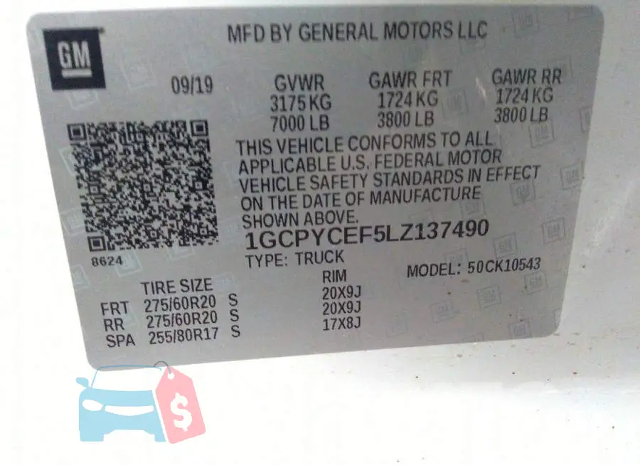 1GCPYCEF5LZ137490 Photo# 9