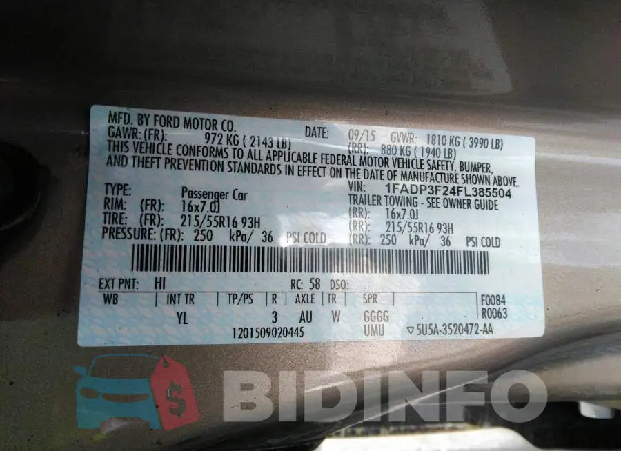 1FADP3F24FL385504 Photo# 9