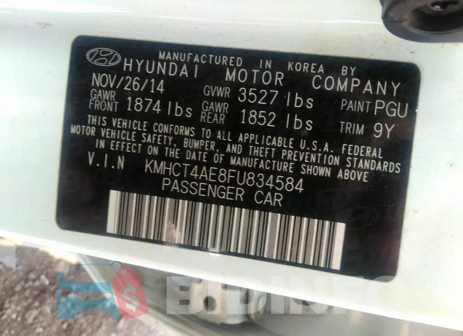 KMHCT4AE8FU834584 Photo# 9