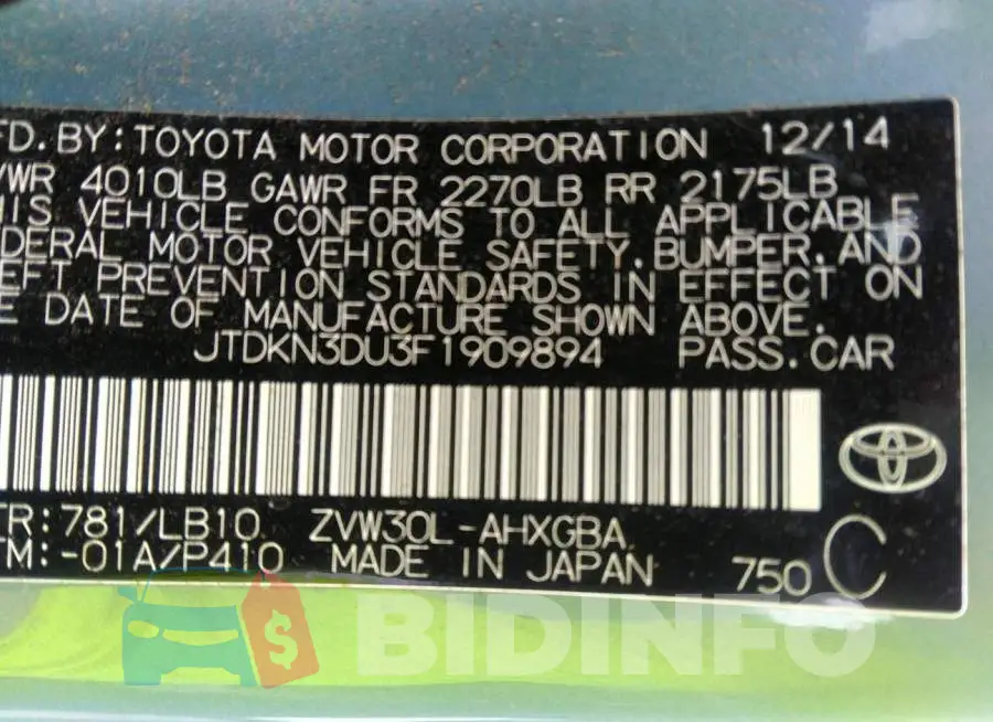 JTDKN3DU3F1909894 Photo# 9