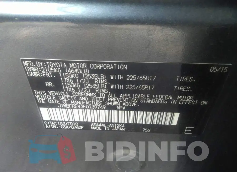 JTMBFREV3FD139749 Photo# 9