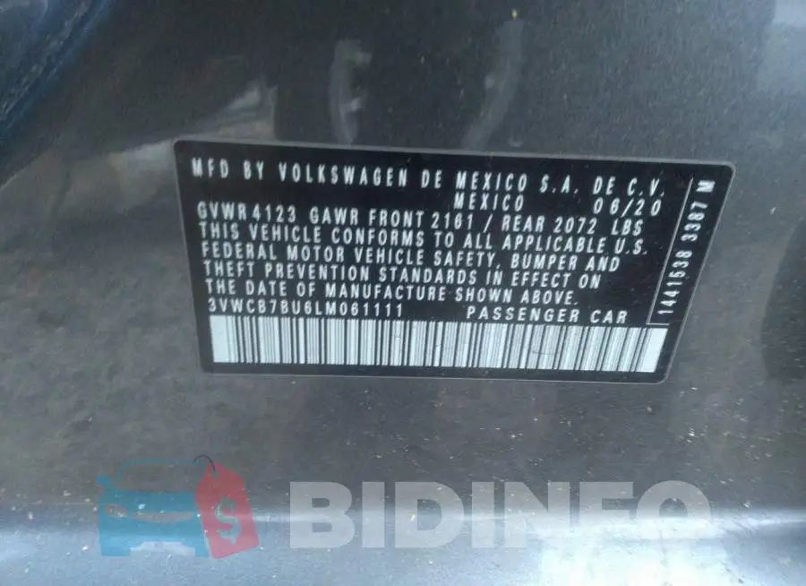 3VWCB7BU6LM061111 Photo# 9