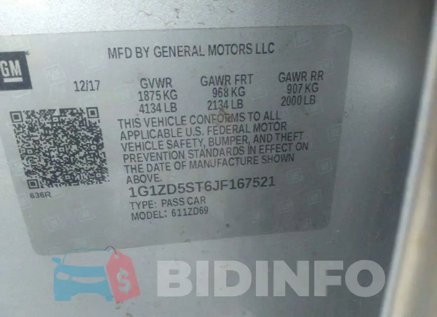 1G1ZD5ST6JF167521 Photo# 9