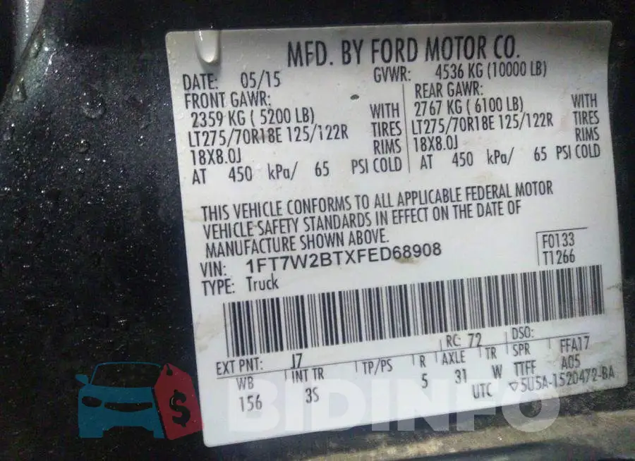1FT7W2BTXFED68908 Photo# 9