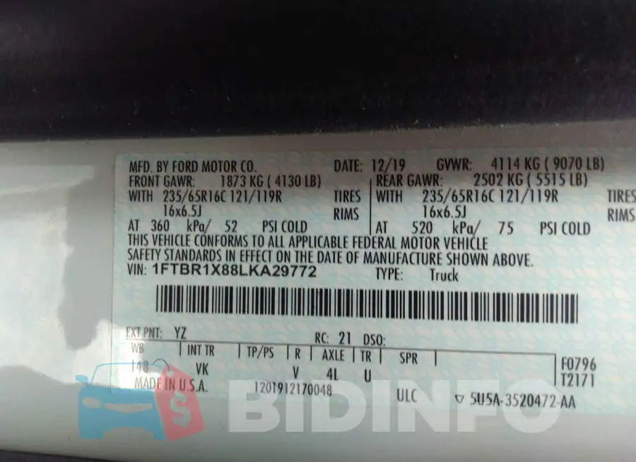 1FTBR1X88LKA29772 Photo# 9