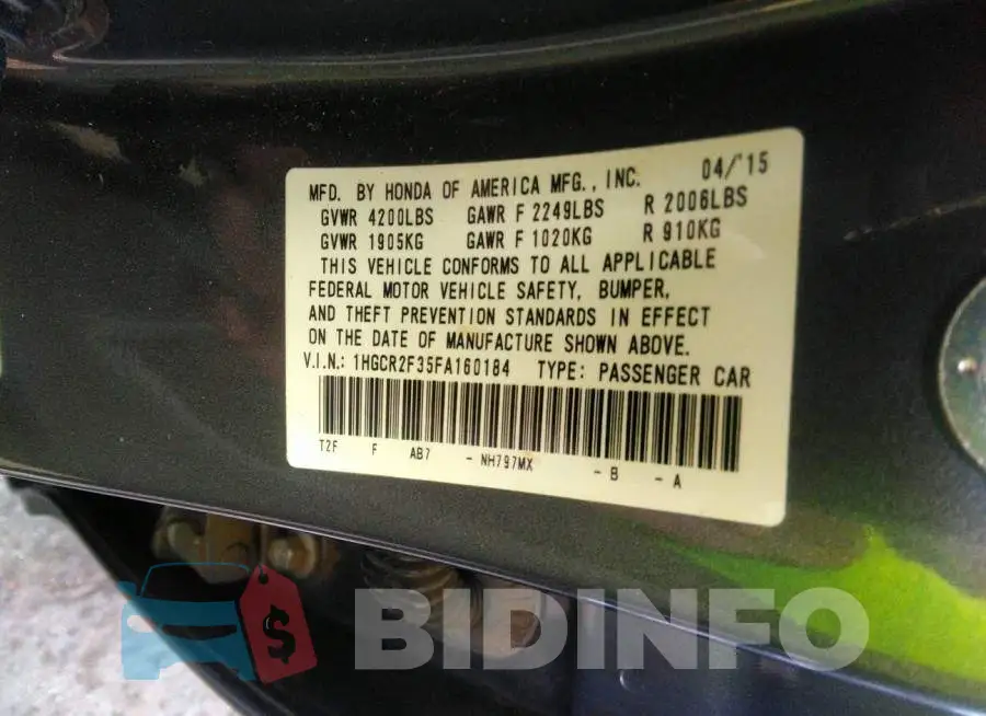 1HGCR2F35FA160184 Photo# 9