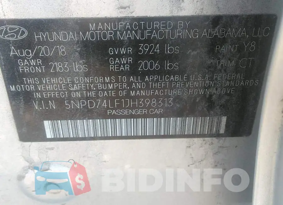 5NPD74LF1JH398313 Photo# 9