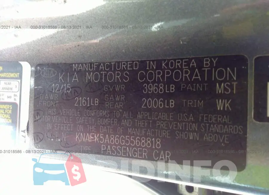KNAFK5A86G5568818 Photo# 9