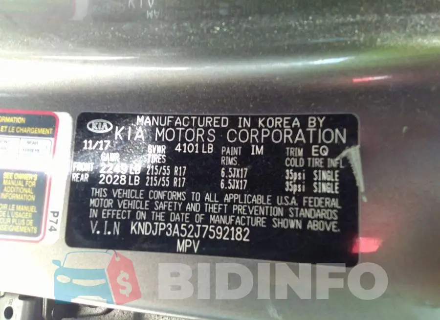 KNDJP3A52J7592182 Photo# 9