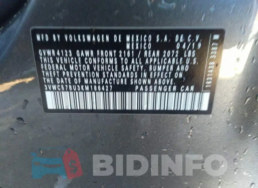 3VWC57BU3KM186427 Photo# 9