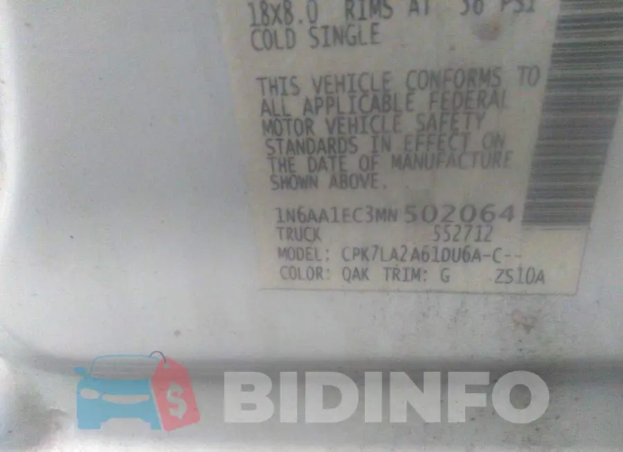 1N6AA1EC3MN502064 Photo# 9
