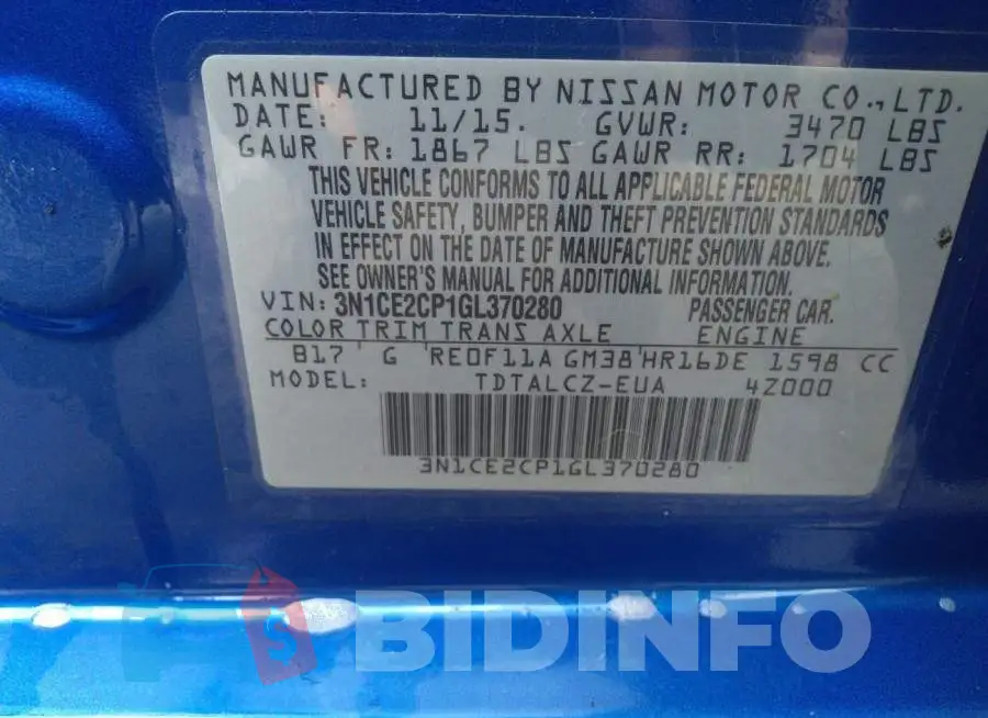 3N1CE2CP1GL370280 Photo# 9
