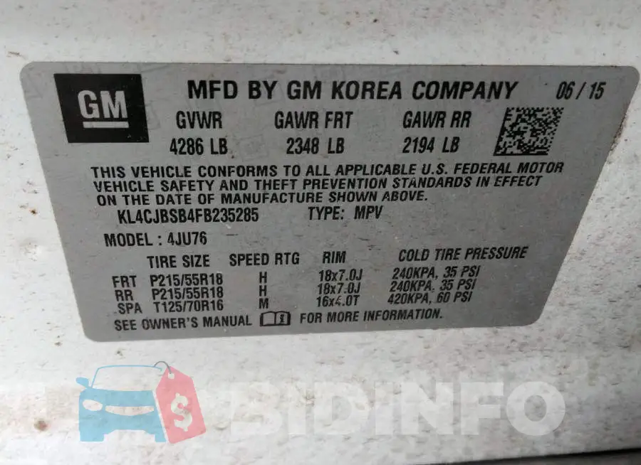 KL4CJBSB4FB235285 Photo# 9