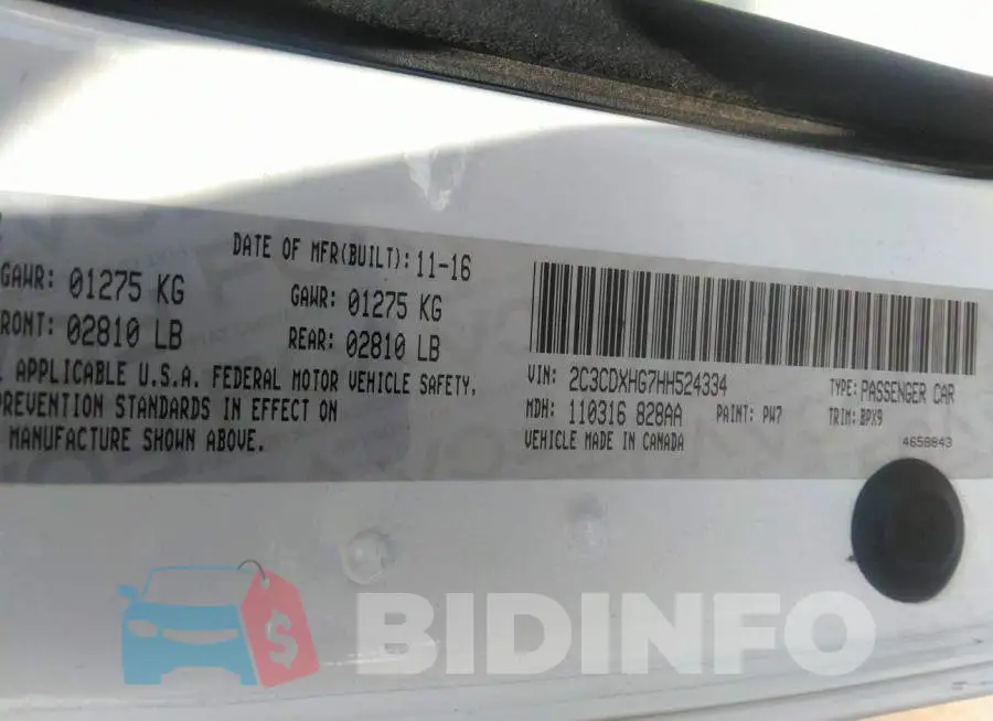 2C3CDXHG7HH524334 Photo# 9
