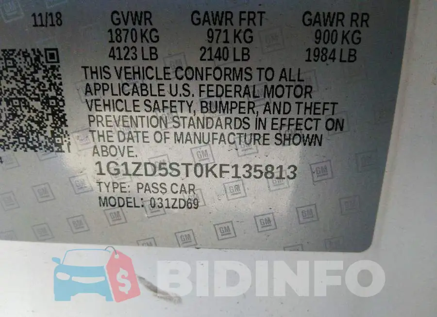 1G1ZD5ST0KF135813 Photo# 9