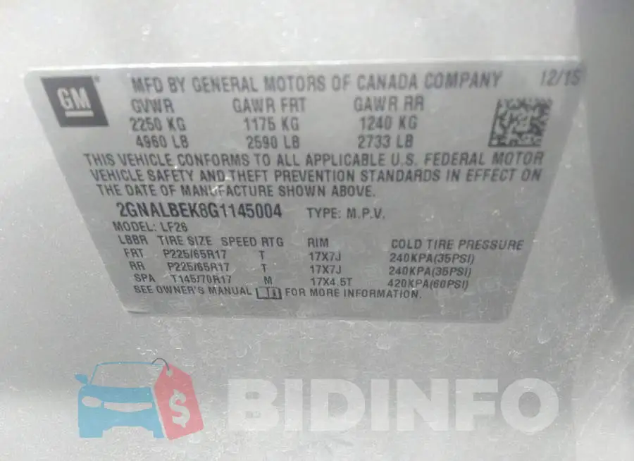 2GNALBEK8G1145004 Photo# 9