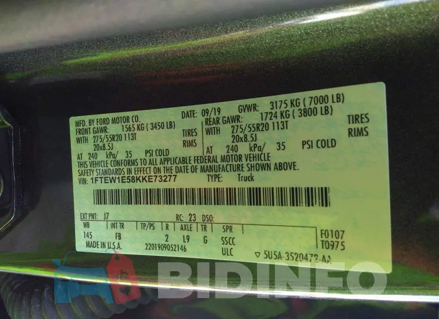 1FTEW1E58KKE73277 Photo# 9
