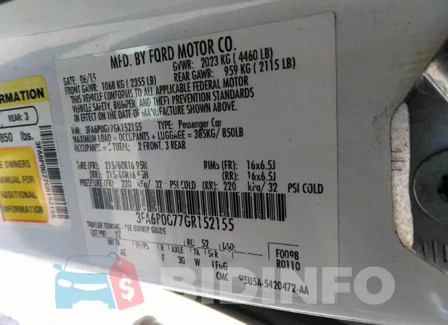 3FA6P0G77GR152155 Photo# 9