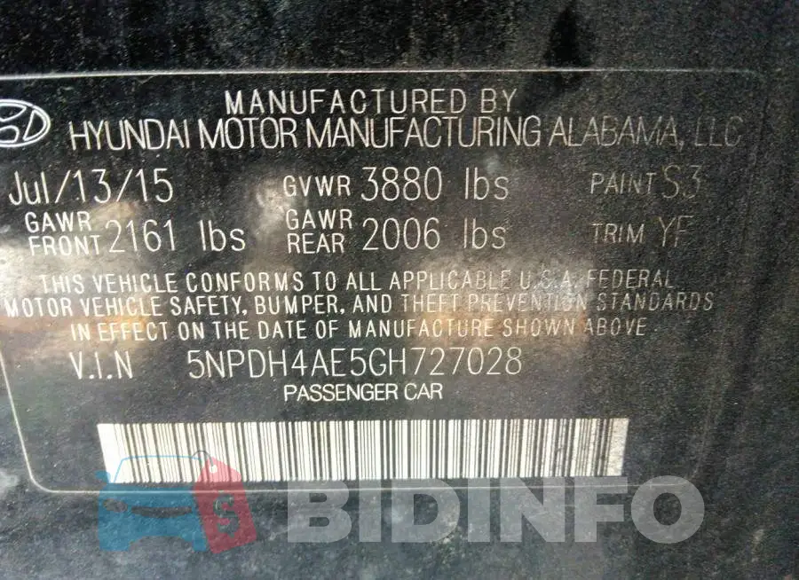 5NPDH4AE5GH727028 Photo# 9