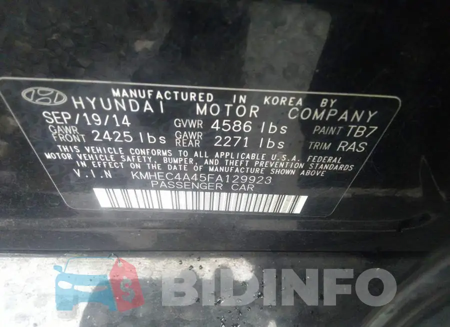 KMHEC4A45FA129923 Photo# 9