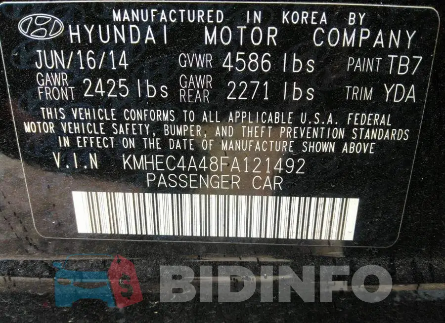 KMHEC4A48FA121492 Photo# 9