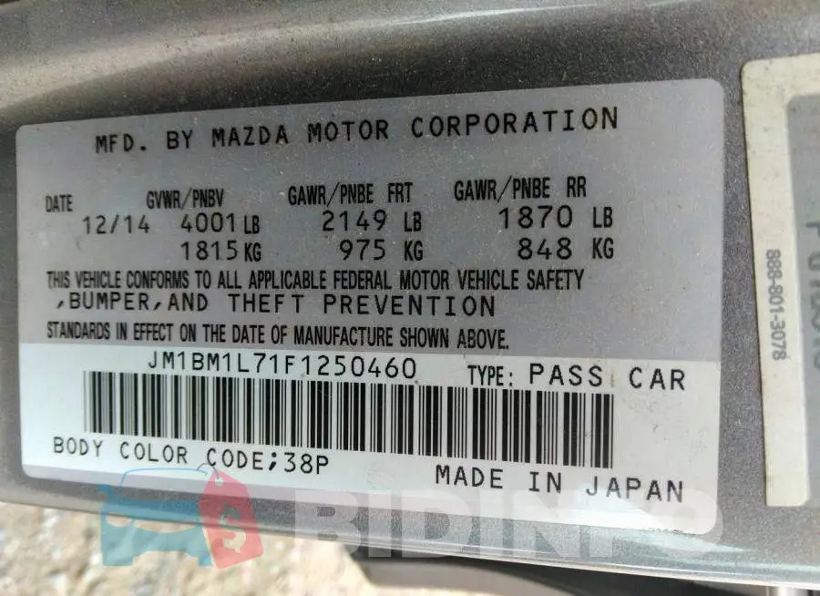 JM1BM1L71F1250460 Photo# 9
