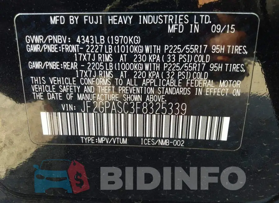JF2GPASC3F8325339 Photo# 9