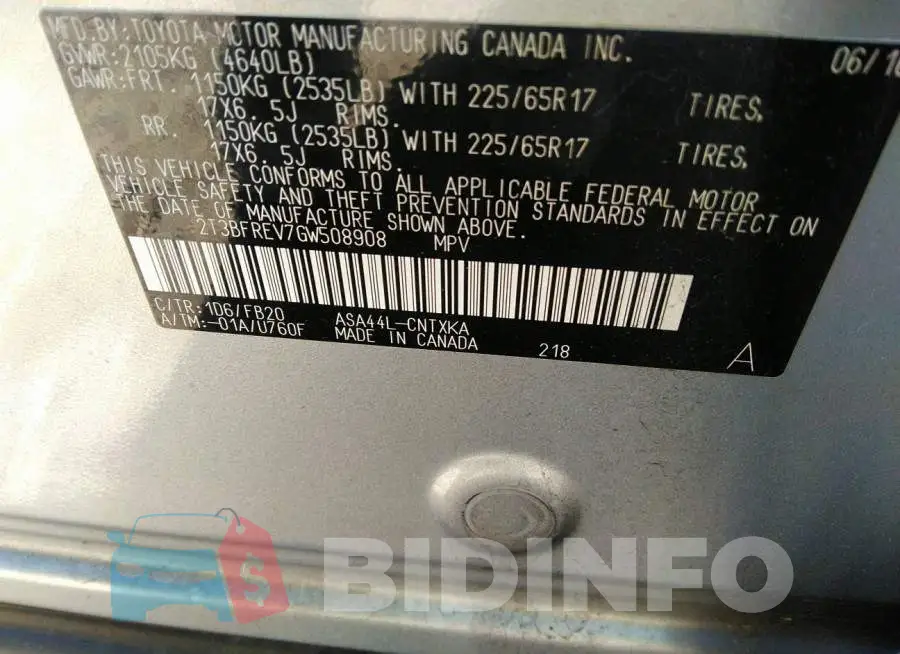 2T3BFREV7GW508908 Photo# 9