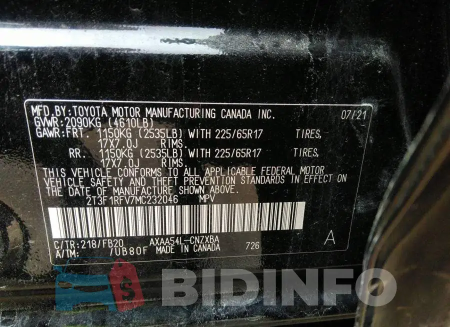 2T3F1RFV7MC232046 Photo# 9