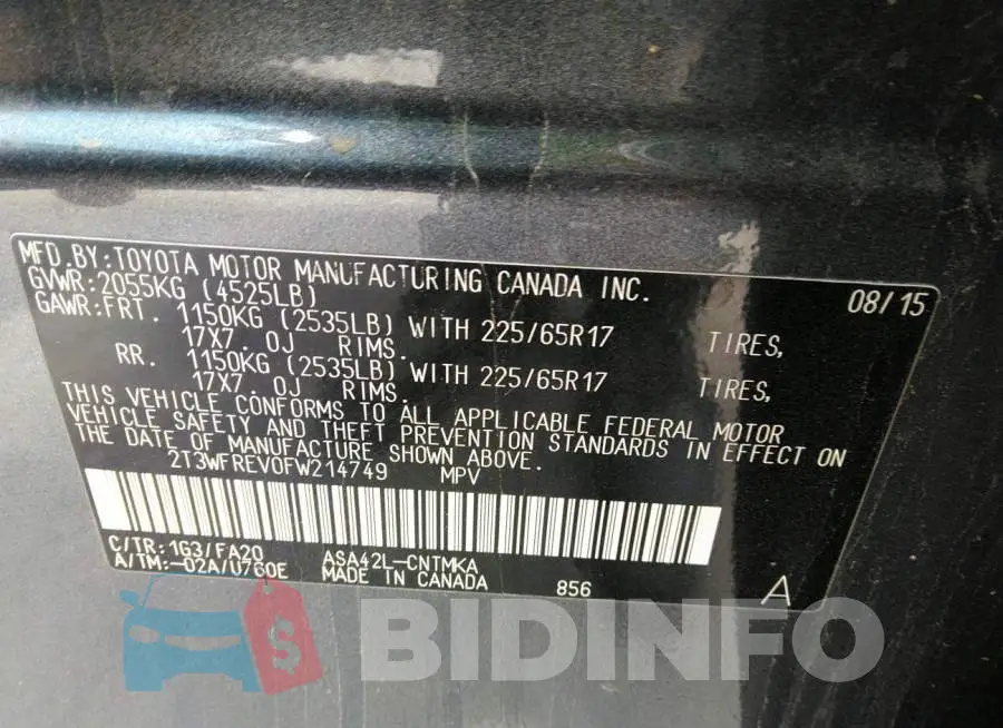2T3WFREV0FW214749 Photo# 9