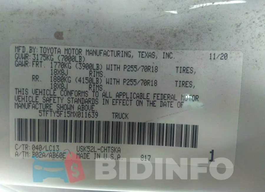 5TFTY5F15MX011639 Photo# 9