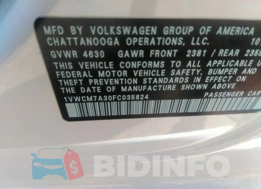 1VWCM7A30FC035824 Photo# 9