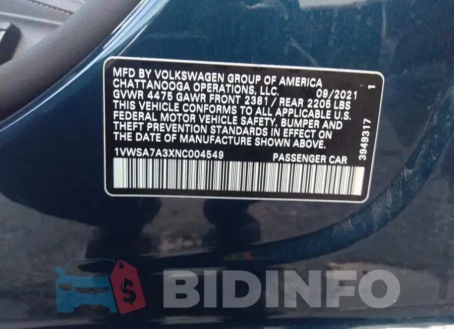 1VWSA7A3XNC004549 Photo# 9