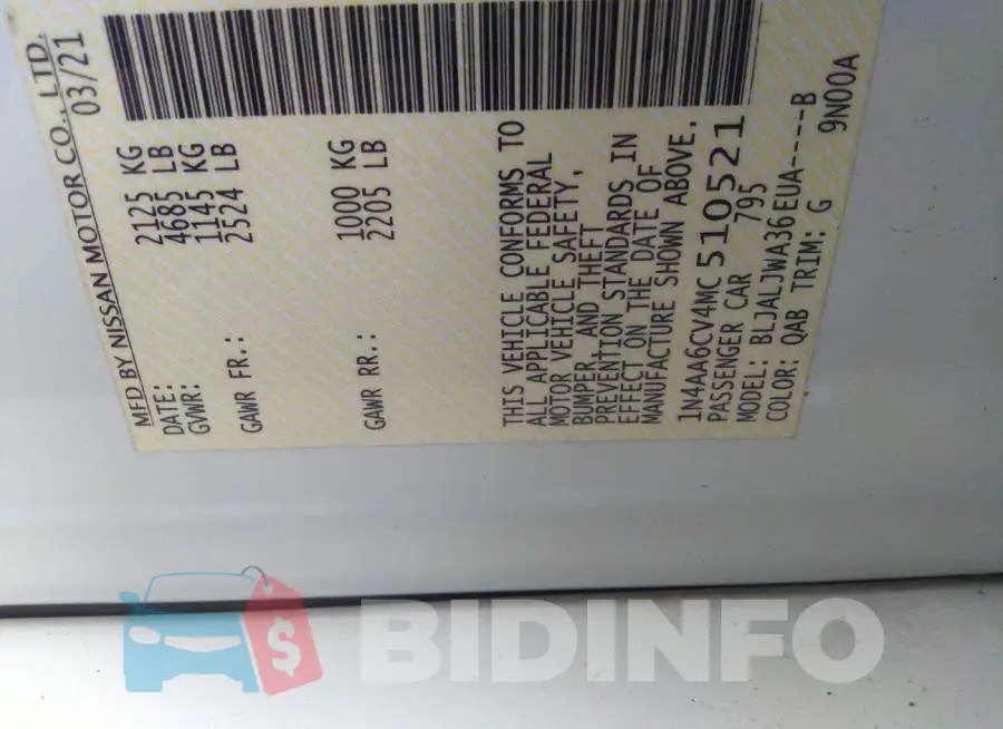 1N4AA6CV4MC510521 Photo# 9