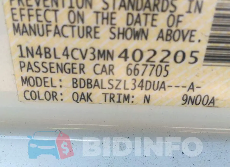 1N4BL4CV3MN402205 Photo# 9