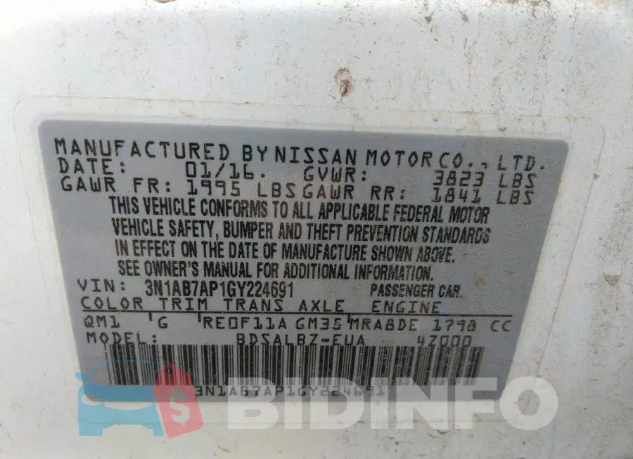 3N1AB7AP1GY224691 Photo# 9