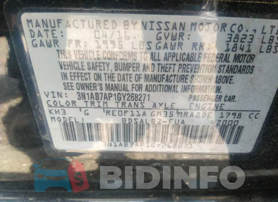 3N1AB7AP1GY268271 Photo# 9